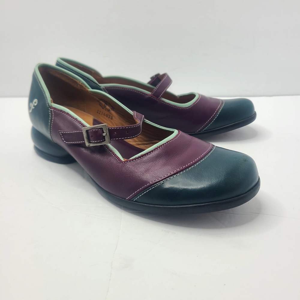 John Fluevog Fellowship Sandra Round Toe Mary Jane Purple Teal Womens 8 Rare